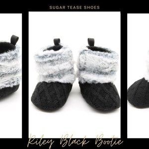 COPY - Riley Pink and White Faux Fur Baby Bootie Slippers